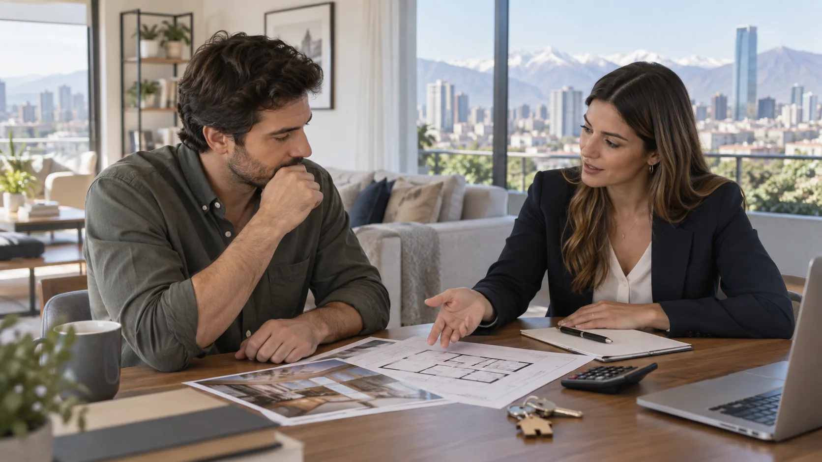 Propietario evaluando vender su propiedad con una corredora en Santiago de Chile