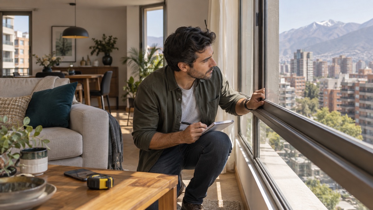 Comprador revisando un departamento usado en Santiago
